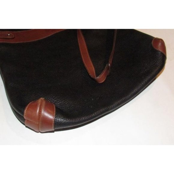 Gucci Vintage Black Pebbled Leather And Brown Leather Tote - Picture 11 of 12